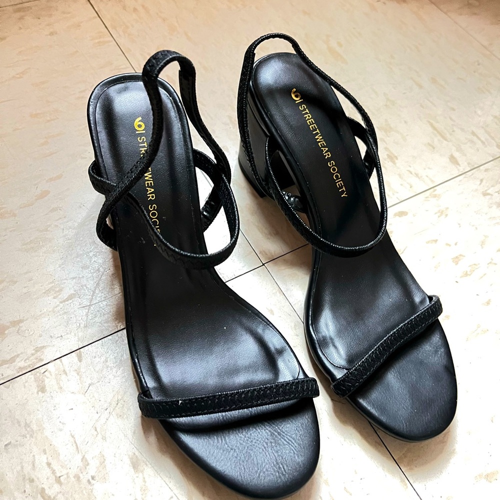 Streetwear Society Black Strappy Heels